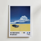 Mockup av Hiroshi Nagai Beach Drive affisch på vägg – köp enkelt hos Bozetto i hög kvalitet