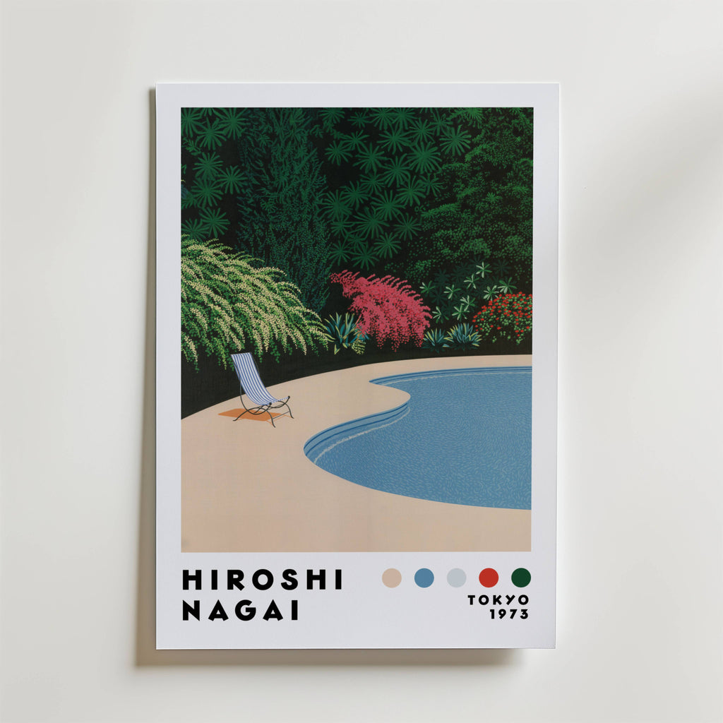 Mockup av Hiroshi Nagai Garden affisch på vägg – köp enkelt hos Bozetto i hög kvalitet