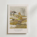 Elsa Beskow Olles Skidfärd 1907 affisch i neutral inramning – konsttryck från Bozetto i hög kvalitet