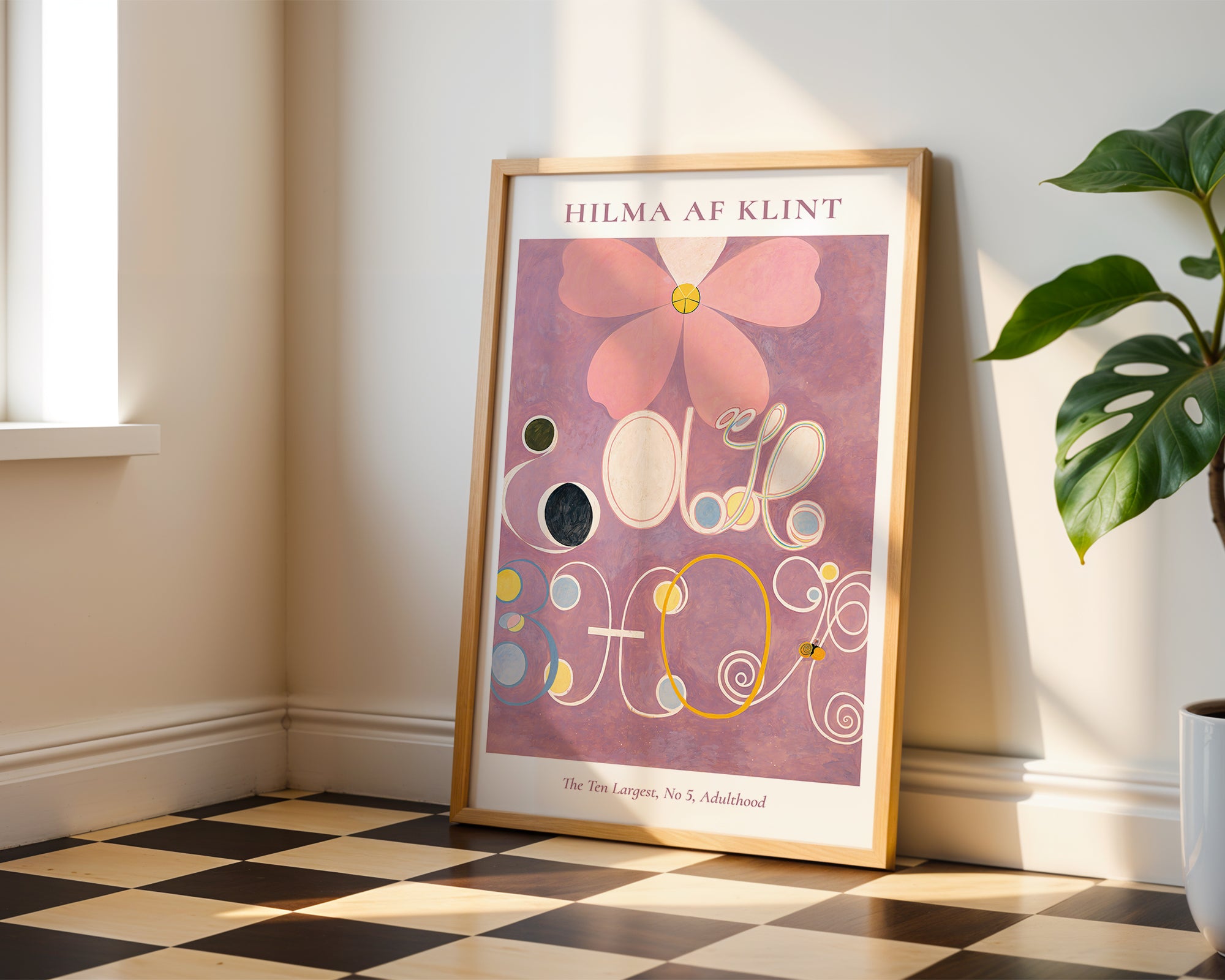 Väggmockup av Hilma af Klint The Ten Largest affisch på ljus vägg – Bozetto konsttryck