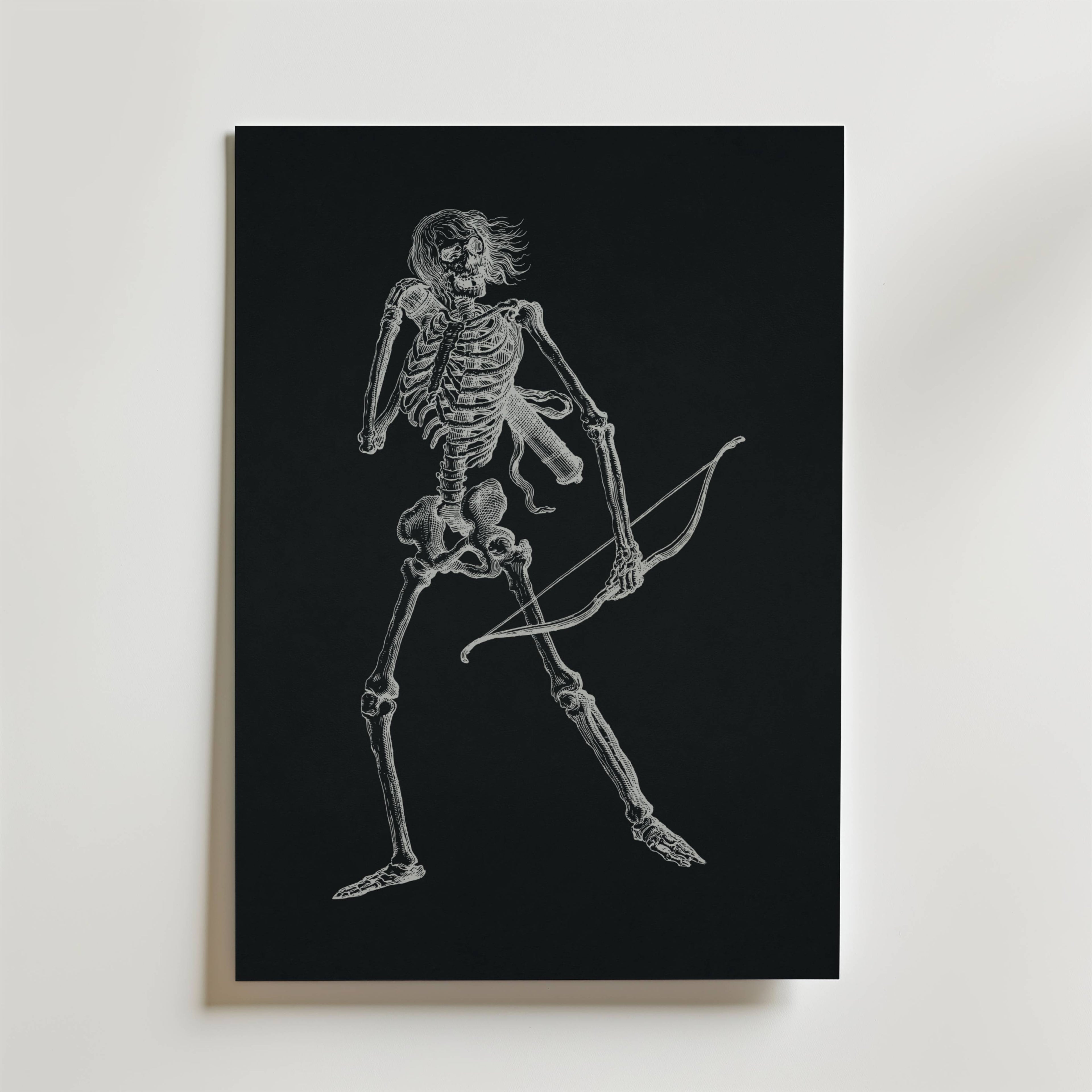 Skeleton Archer – stilfullt konsttryck från Bozetto, tryckt på matt finpapper i hög tryckkvalitet