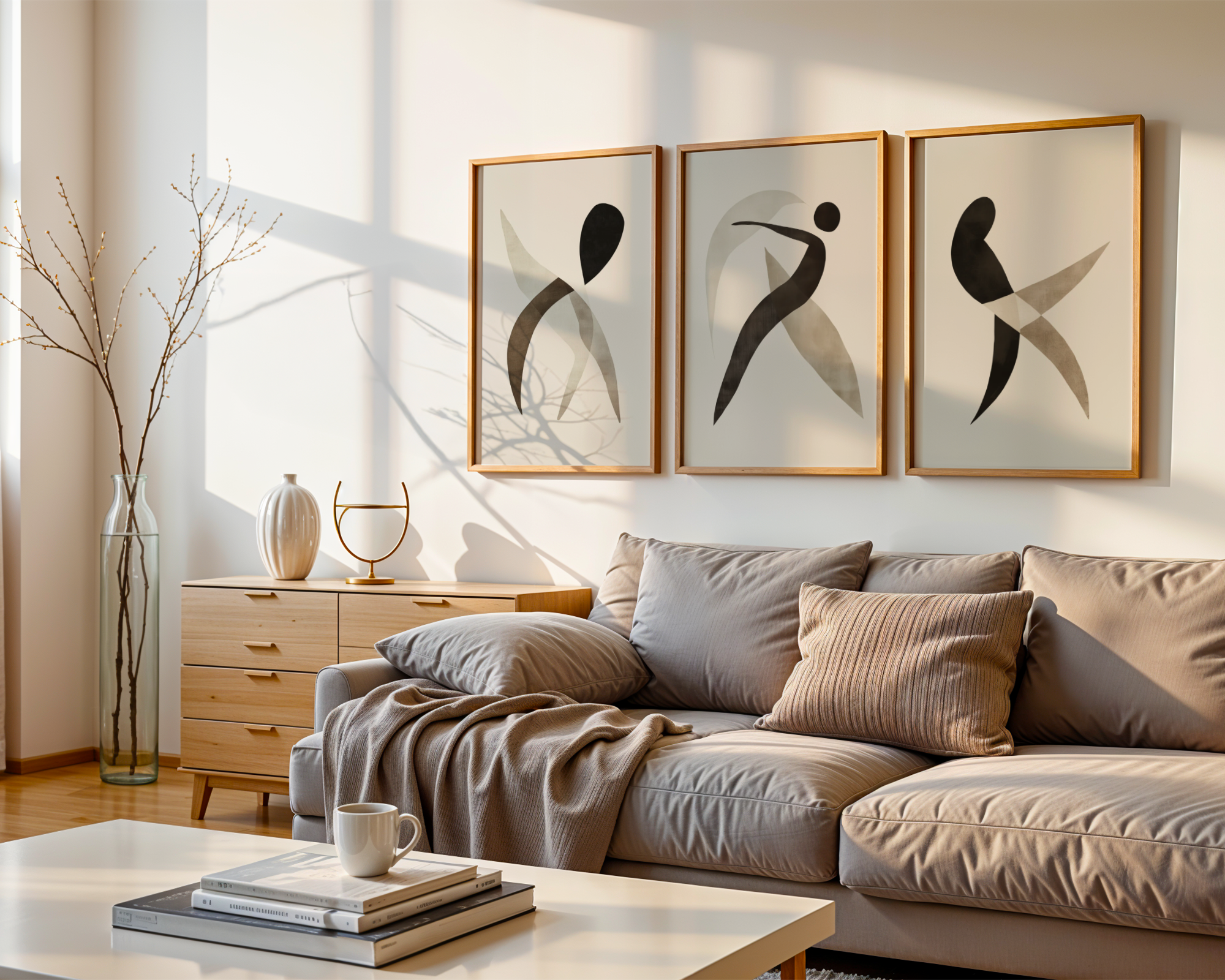 Mockup av Abstract Motion affisch på vägg – köp enkelt hos Bozetto i hög kvalitet