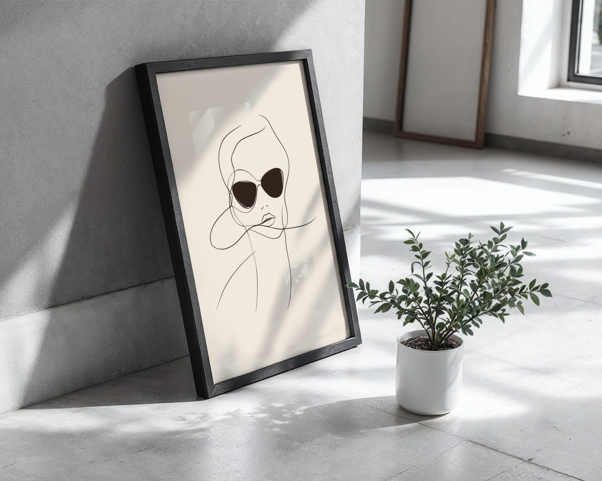 Mockup av Chic Vibes Line Art affisch på vägg – köp enkelt hos Bozetto i hög kvalitet