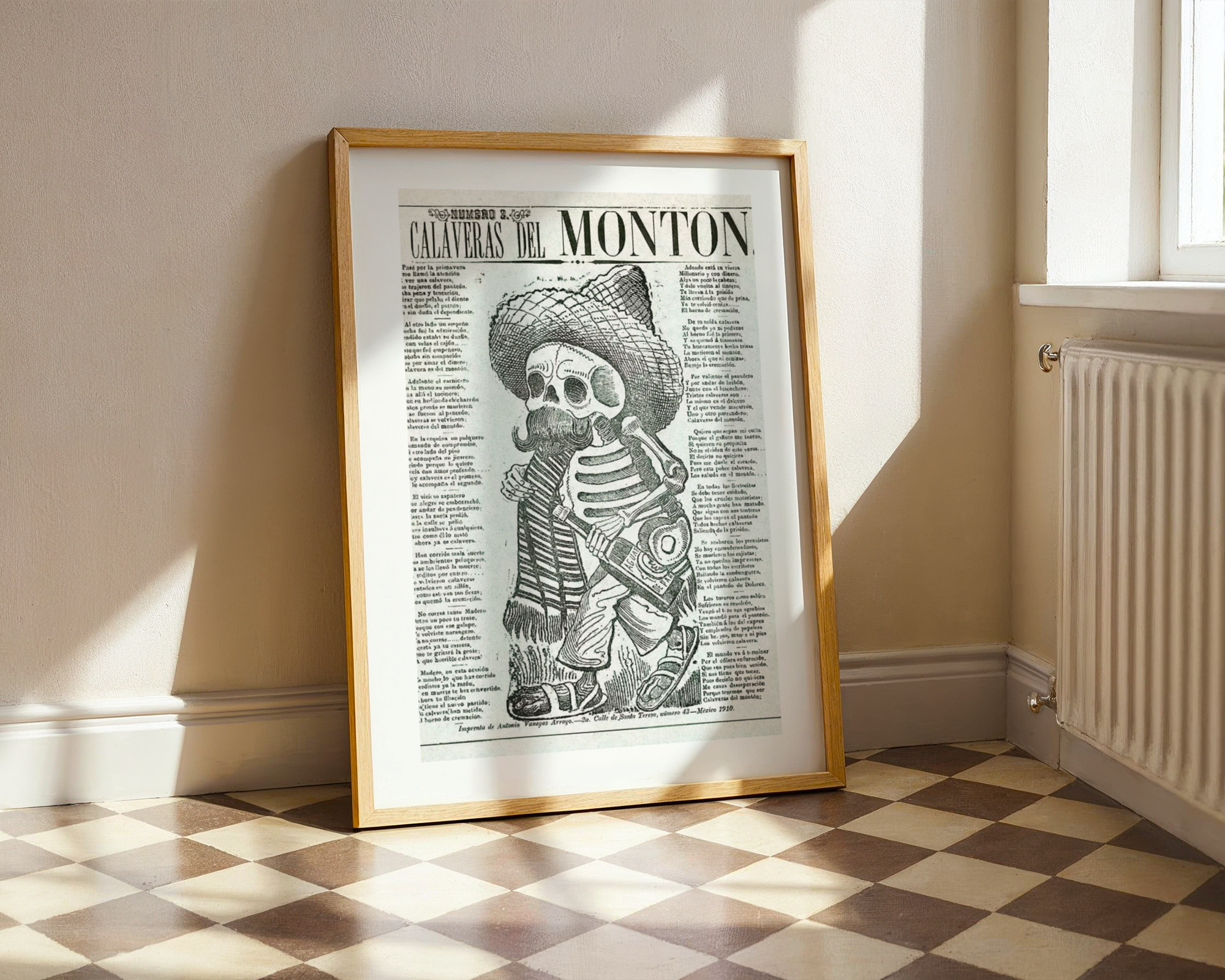 Mockup av Calaveras Del Monton affisch på vägg – köp enkelt hos Bozetto i hög kvalitet