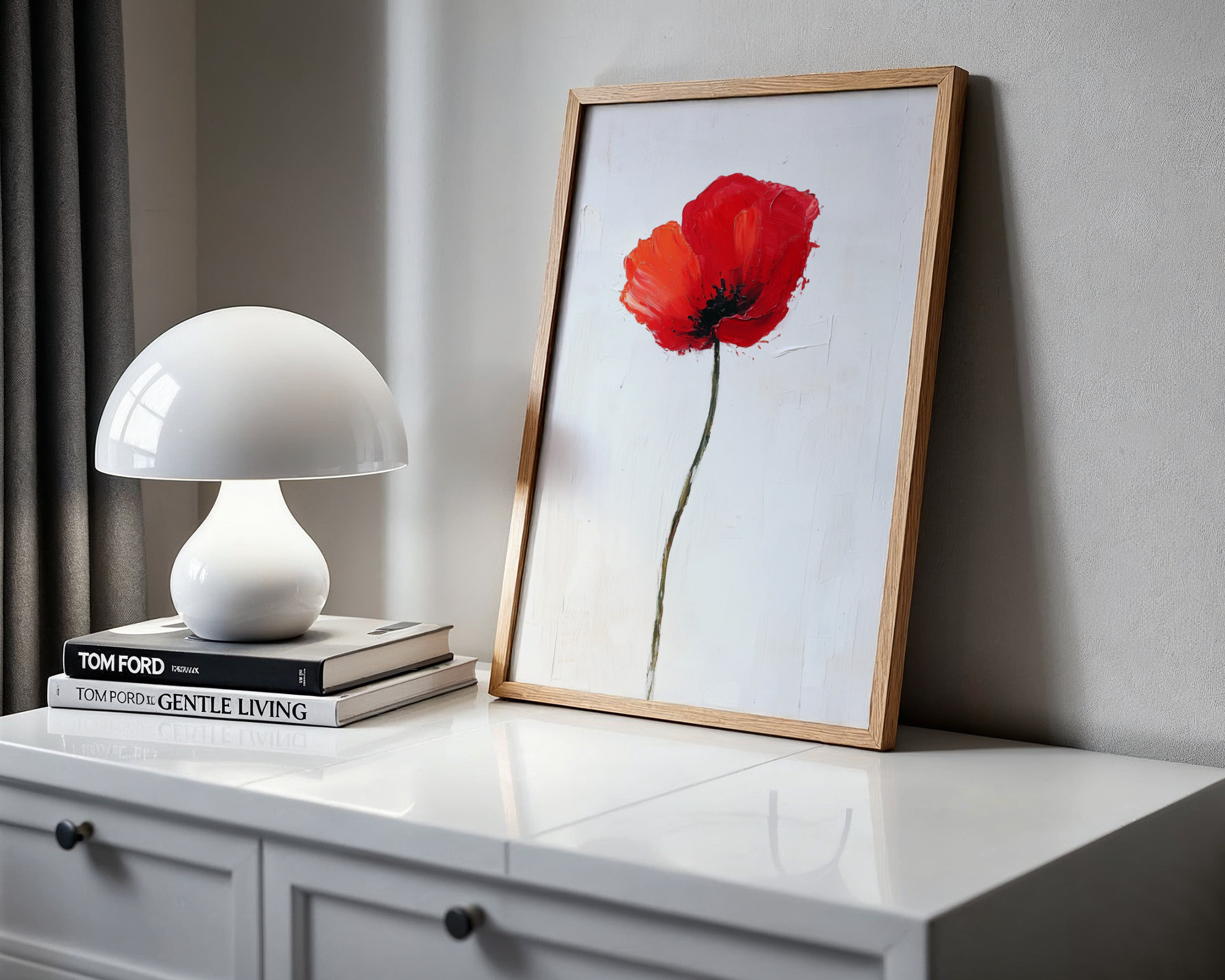 Väggmockup av Lonely Rose affisch på ljus tegelvägg – Bozetto konsttryck i hög tryckkvalitet