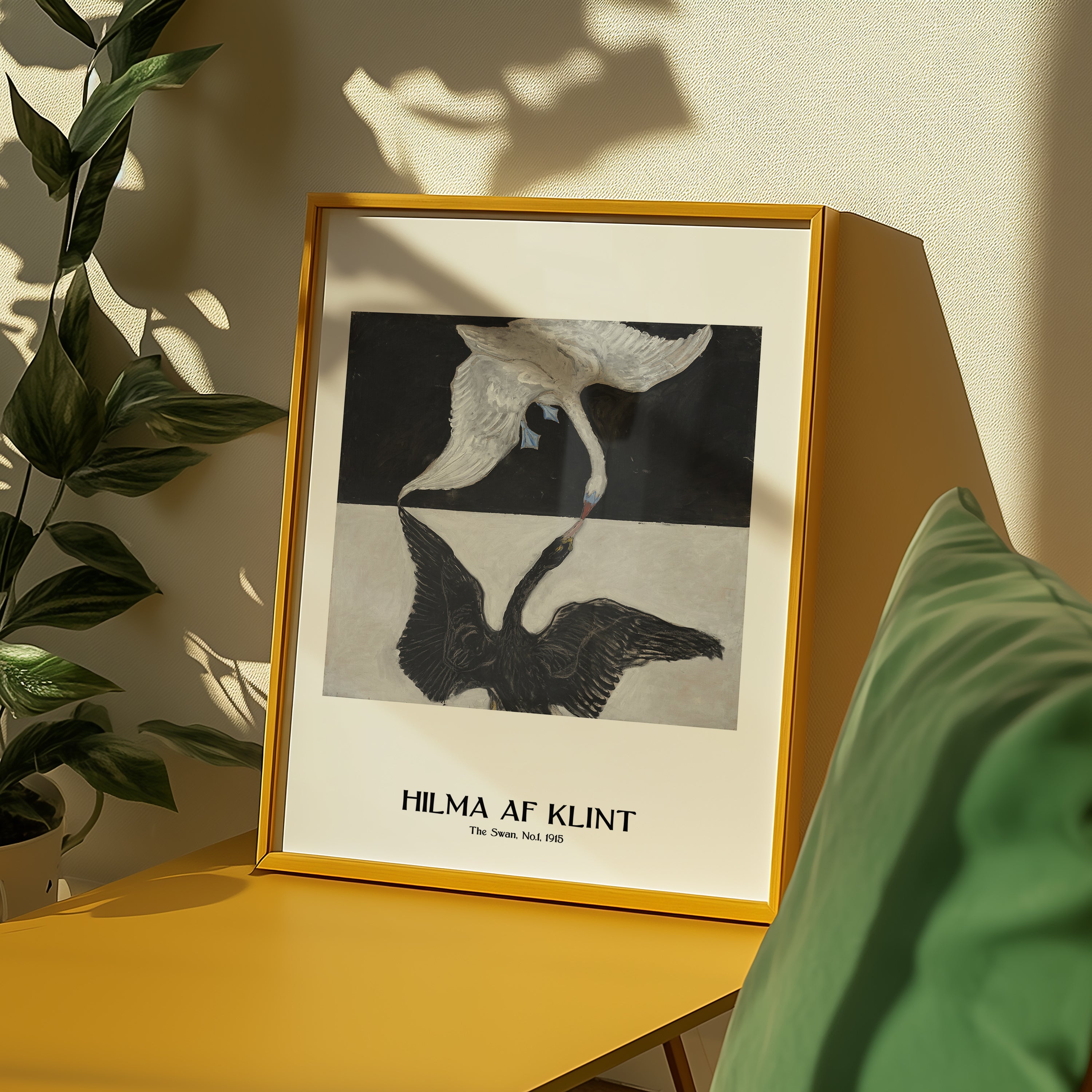 Hilma af Klint The Swan No.1 i väggmockup – konsttryck från Bozetto i hög kvalitet