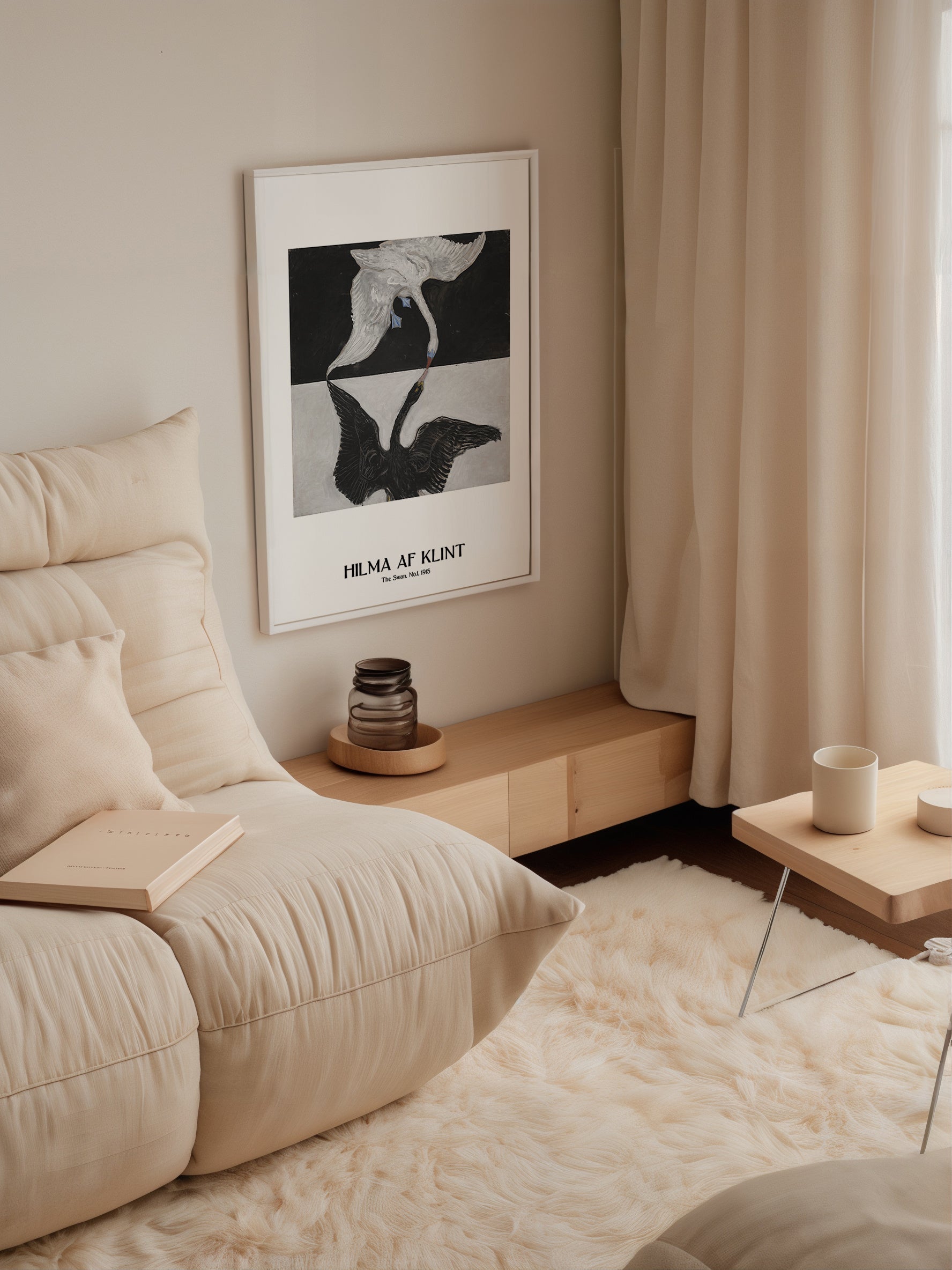 Hilma af Klint The Swan No.1 poster visualiserad på vägg – från Bozetto i hög kvalitet