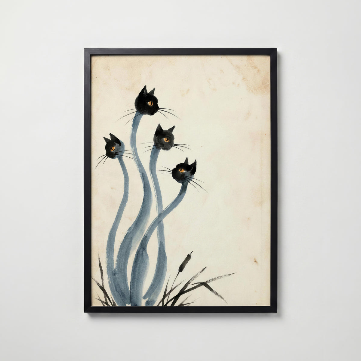 Ink Cats Poster i svart ram