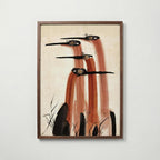 Ink Cranes Terracotta Poster i valnötsram