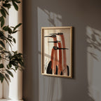Ink Cranes Terracotta Poster i rum