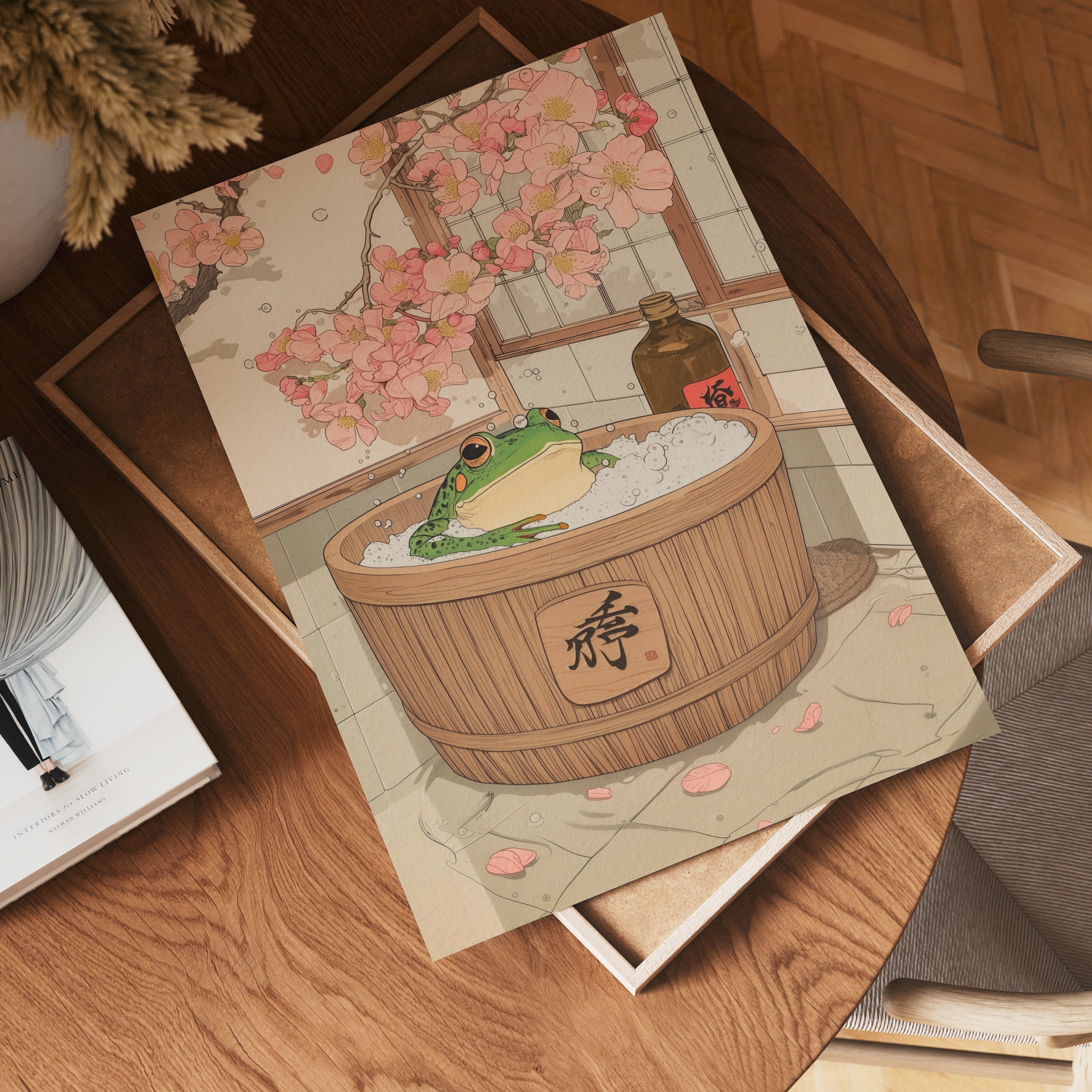 Mockup för Sakura Bath Frog – se hur affischen ser ut inramad på din vägg, Bozetto