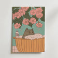 Mockup av Cat In Blossom Bath affisch på vägg – köp enkelt hos Bozetto i hög kvalitet