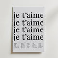 Je T'aime Echo Poster – canvas utan passepartout