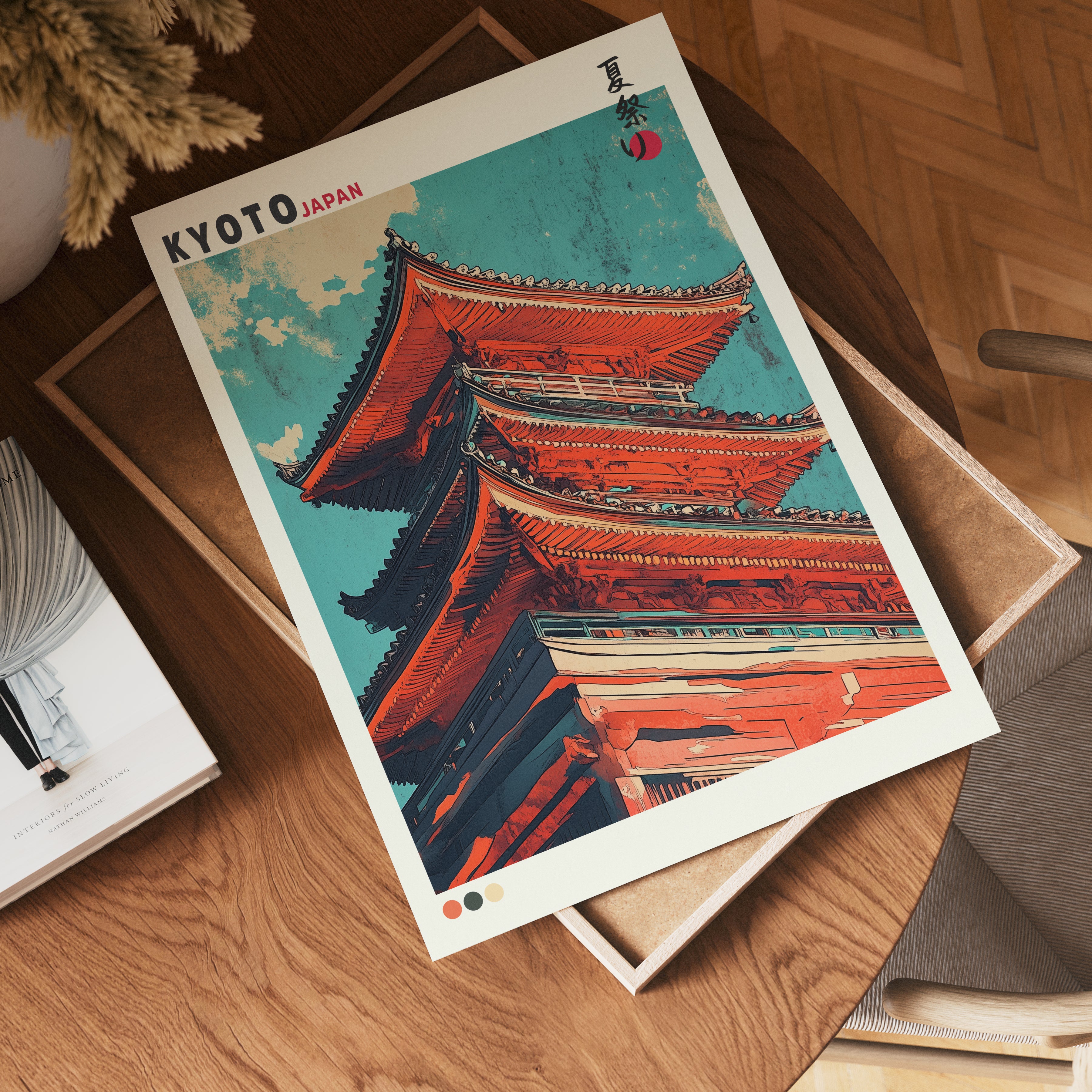 Kyoto Skyline Pagoda poster visad rakt fram – Bozetto affisch i hög tryckkvalitet