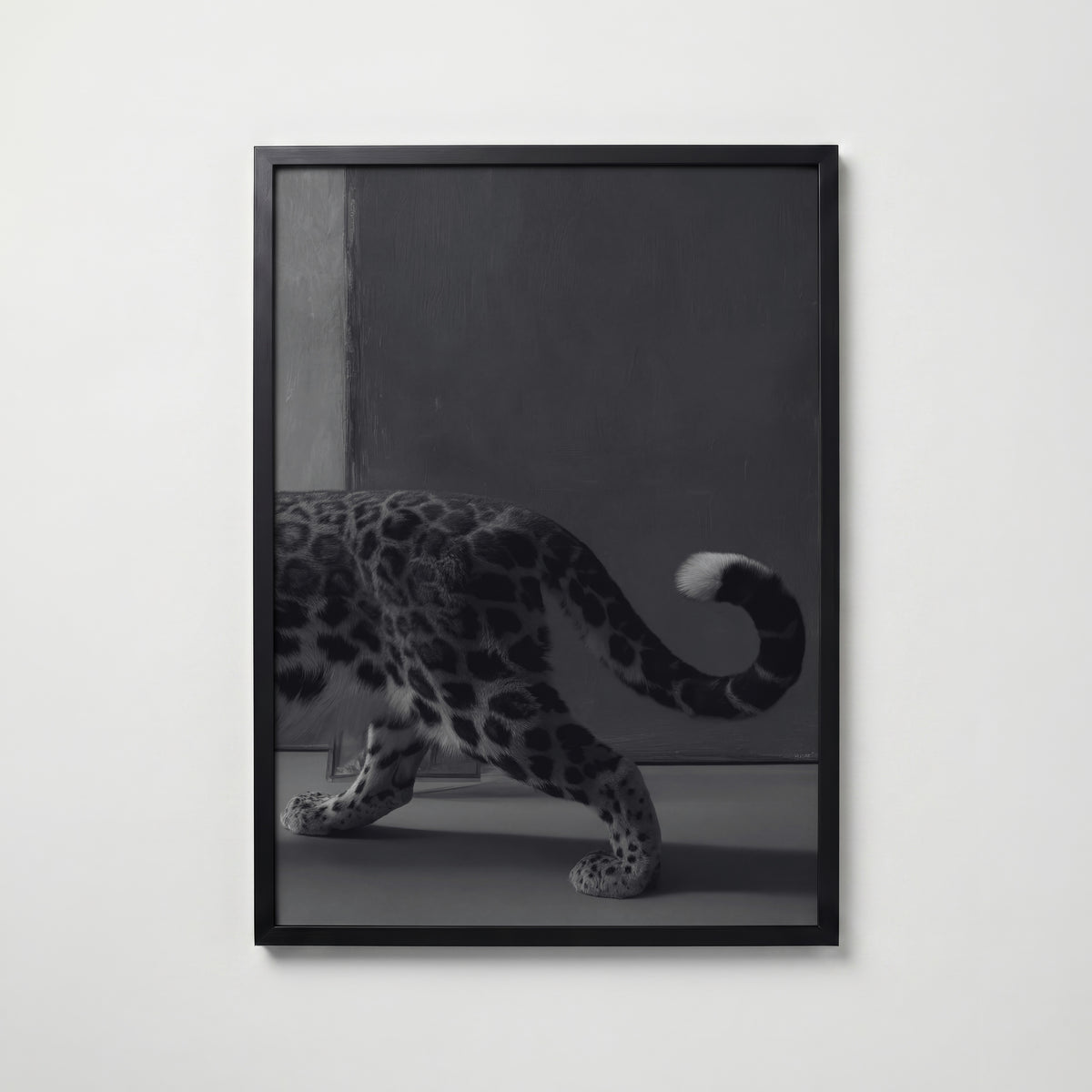 Leopard In Stride Poster – svart ram