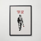 Love Not War Poster i svart ram från Bozetto