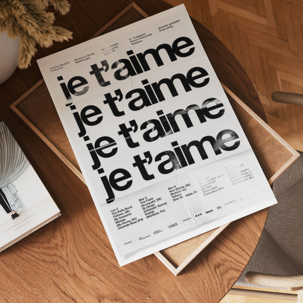 Je T’aime poster visad rakt fram – Bozetto affisch i hög tryckkvalitet i hög tryckkvalitet