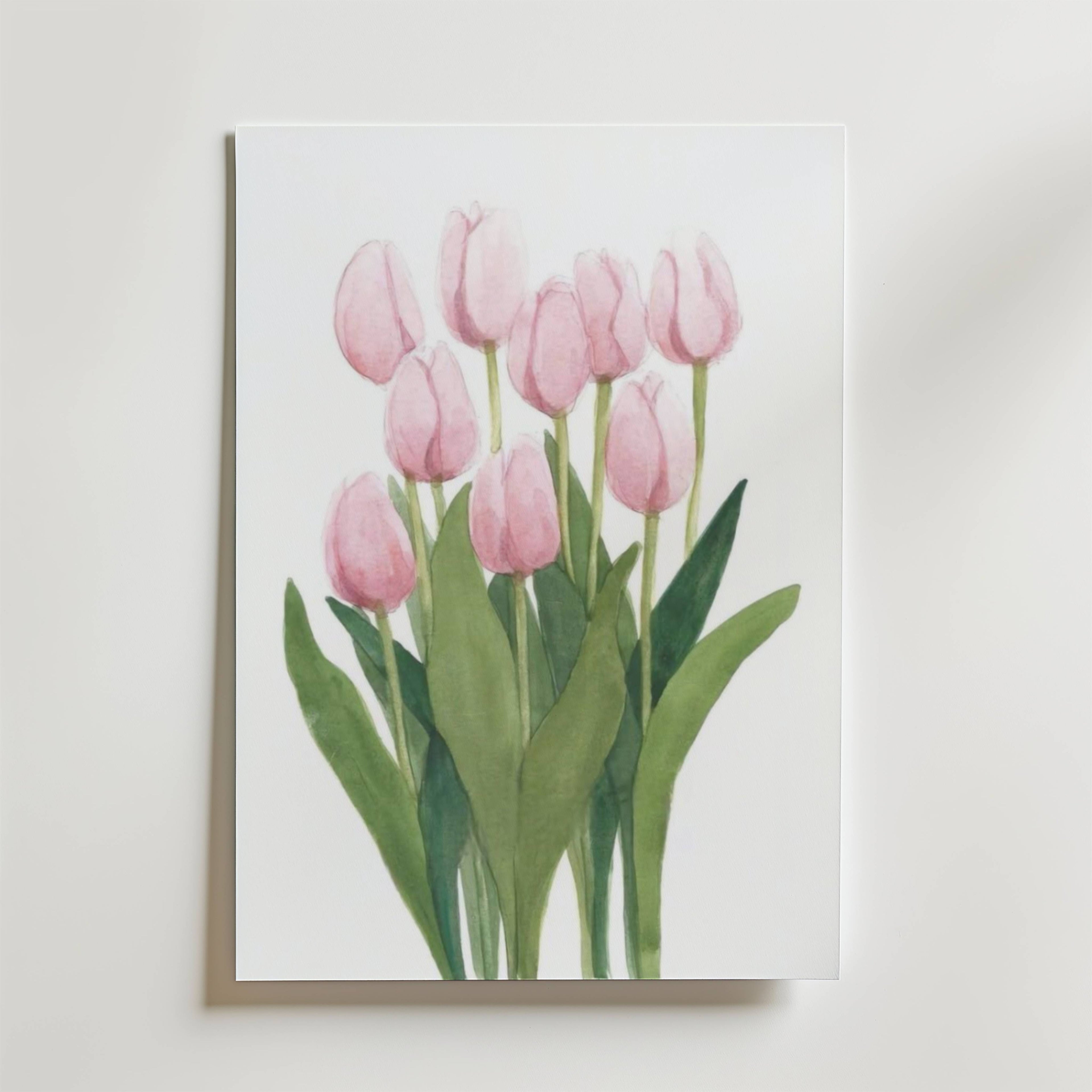 Pink Tulips – stilfullt konsttryck från Bozetto, tryckt på matt finpapper i hög tryckkvalitet