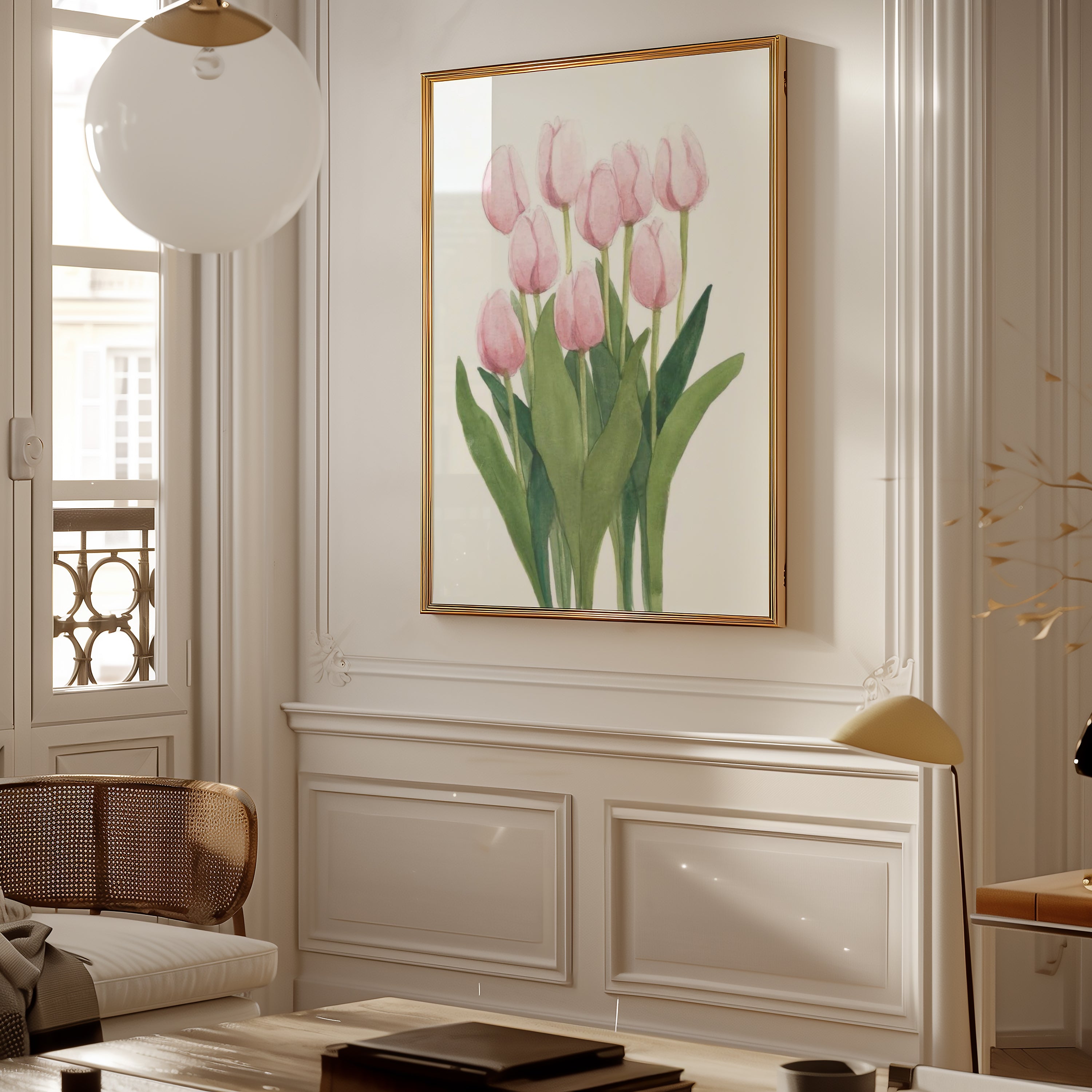 Mockup för Pink Tulips – se hur affischen ser ut inramad på din vägg, Bozetto i hög tryckkvalitet