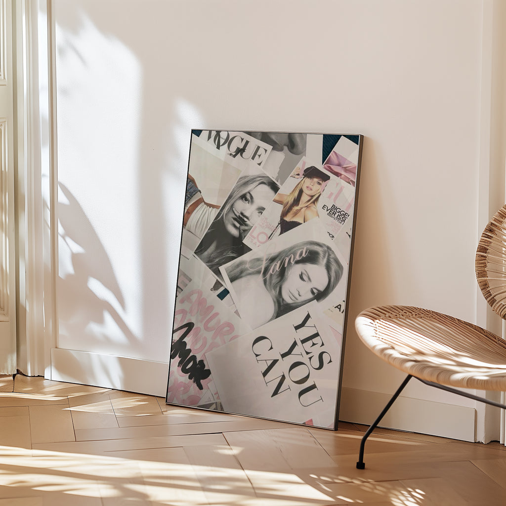 Väggmockup av City Muse Collage affisch på ljus vägg – Bozetto konsttryck – nr 3