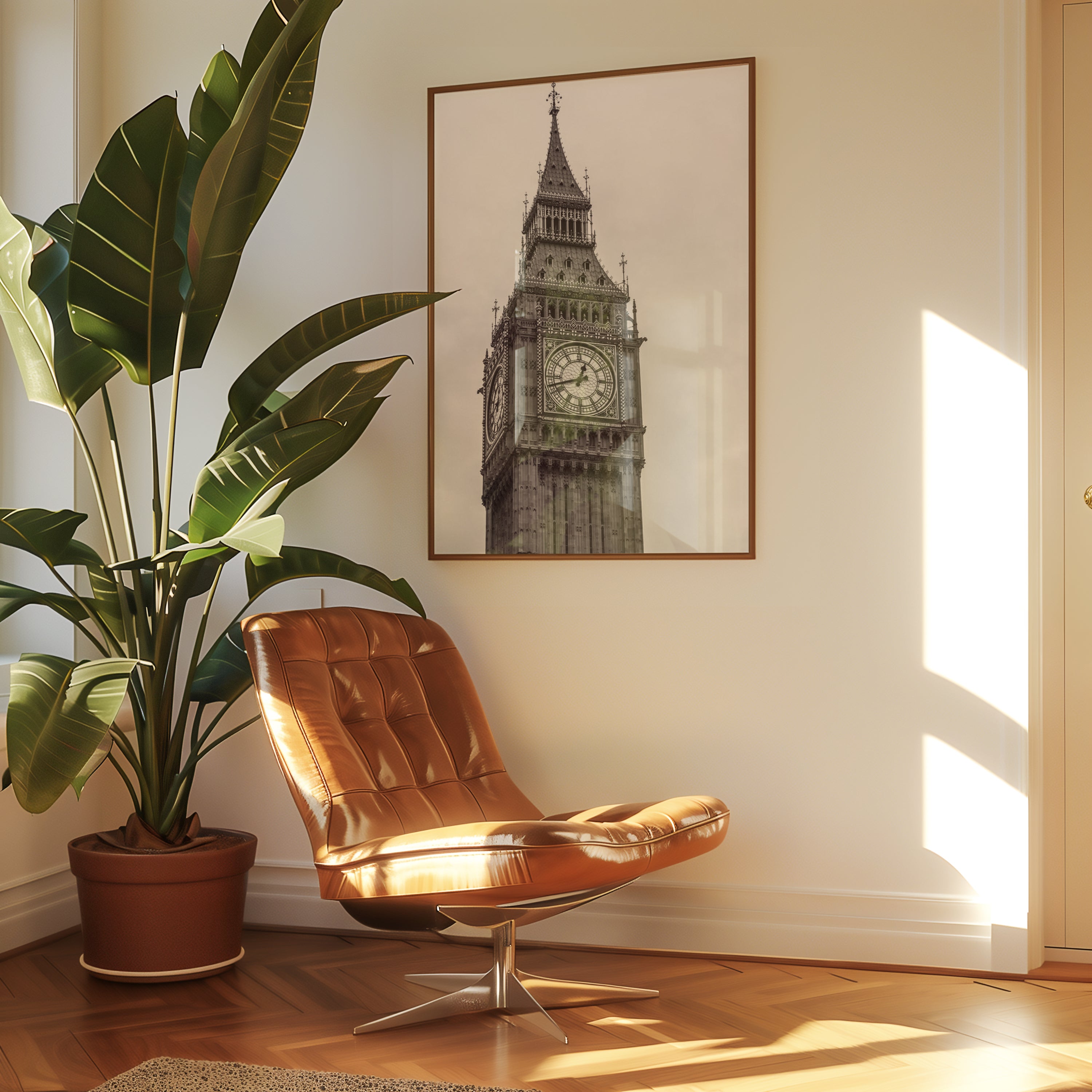 Mockup av Big Ben London affisch på vägg – köp enkelt hos Bozetto i hög kvalitet