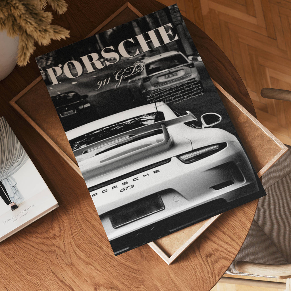Porsche 911 GT3 poster visad rakt fram – Bozetto affisch i hög tryckkvalitet i hög tryckkvalitet