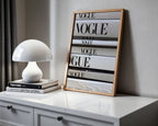 Väggmockup av Vogue Stack affisch på ljus tegelvägg – Bozetto konsttryck i hög tryckkvalitet