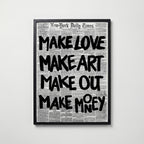 Inked Newsprint Layers Poster – svart ram