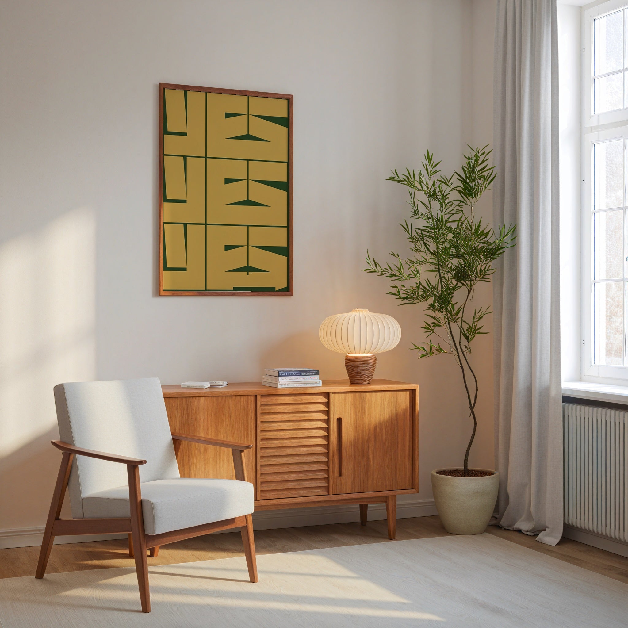 Mustard Yes Poster med valnötsram