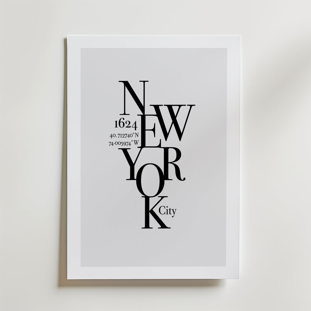 New York Coordinates Poster – med passepartout