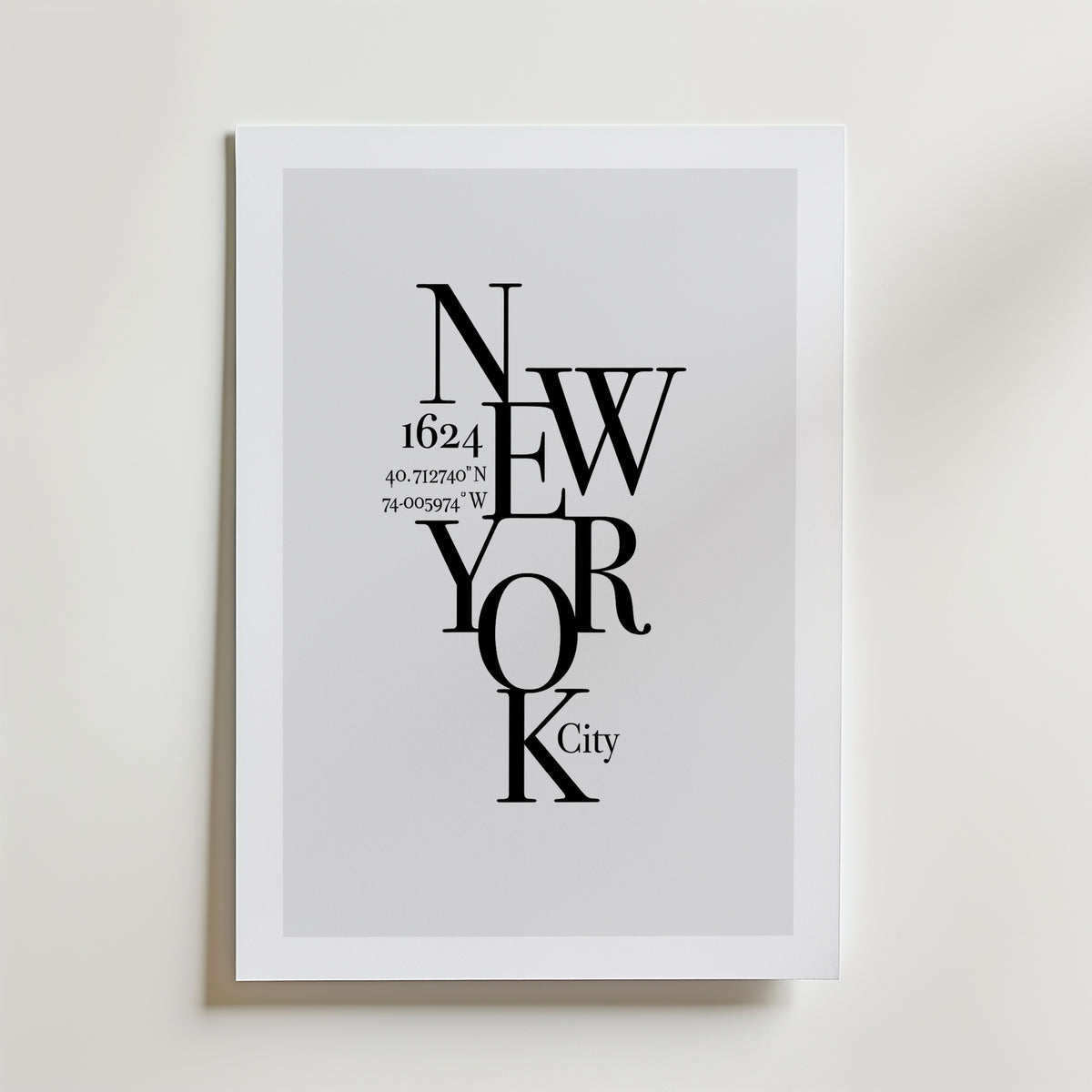 New York Coordinates Poster – med passepartout