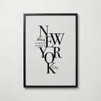 New York Coordinates Poster – svart ram