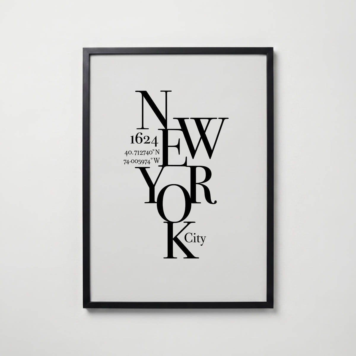 New York Coordinates Poster – svart ram