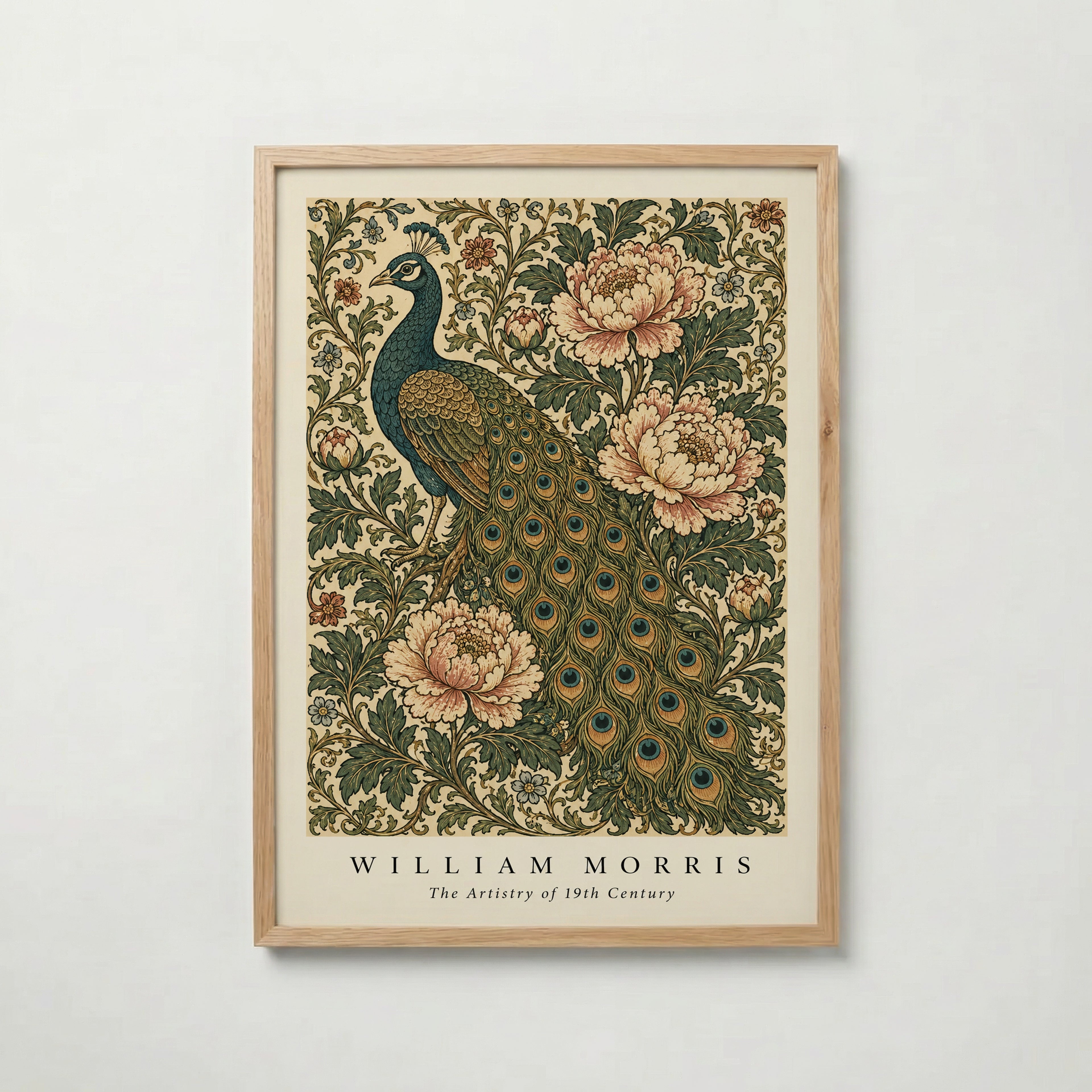 Peacock and Peonies William Morris Poster