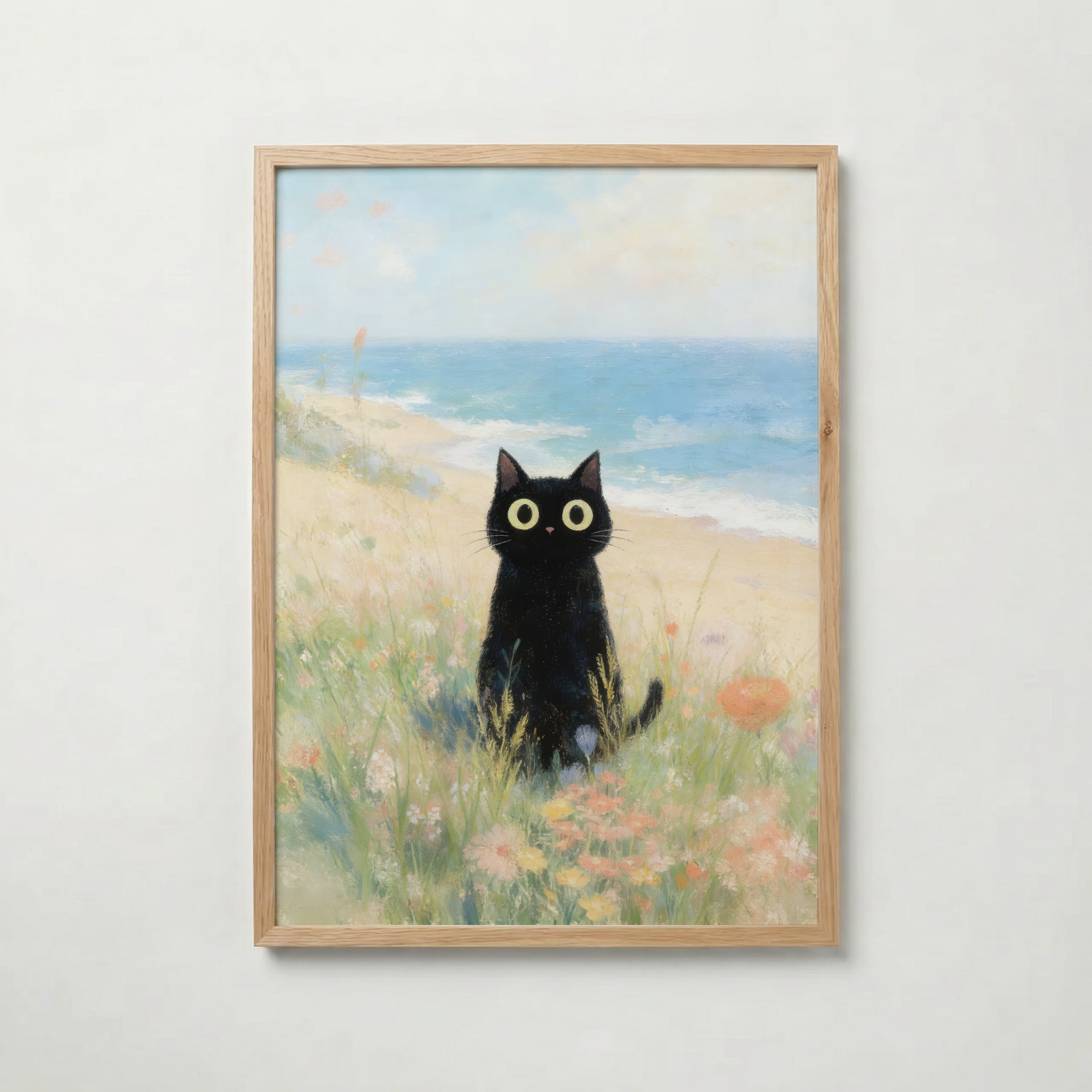 Seaside Meadow Cat – köp enkelt hos Bozetto konsttryck i hög kvalitet i hög kvalitet