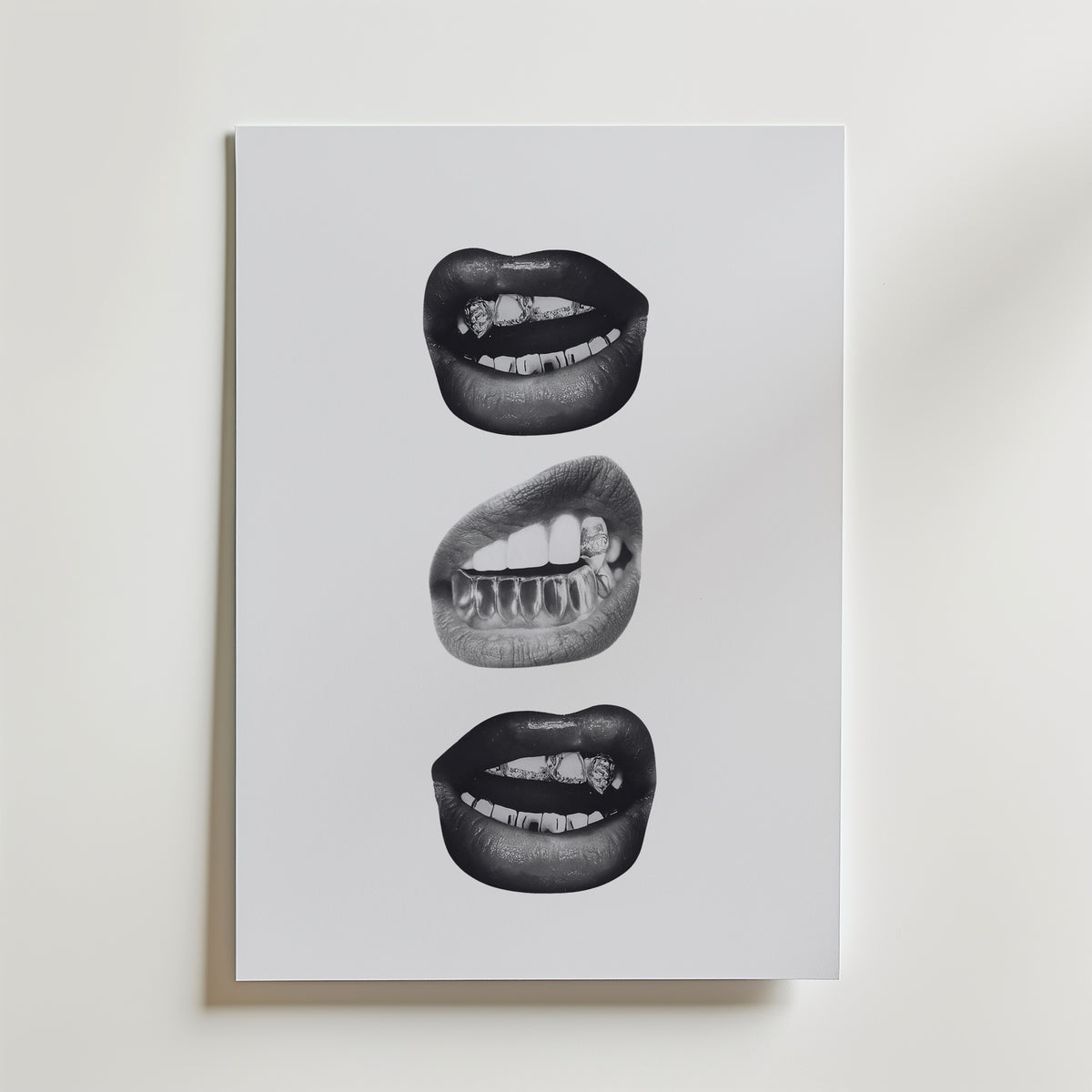 Silver Grillz Lips Poster – canvas utan passepartout