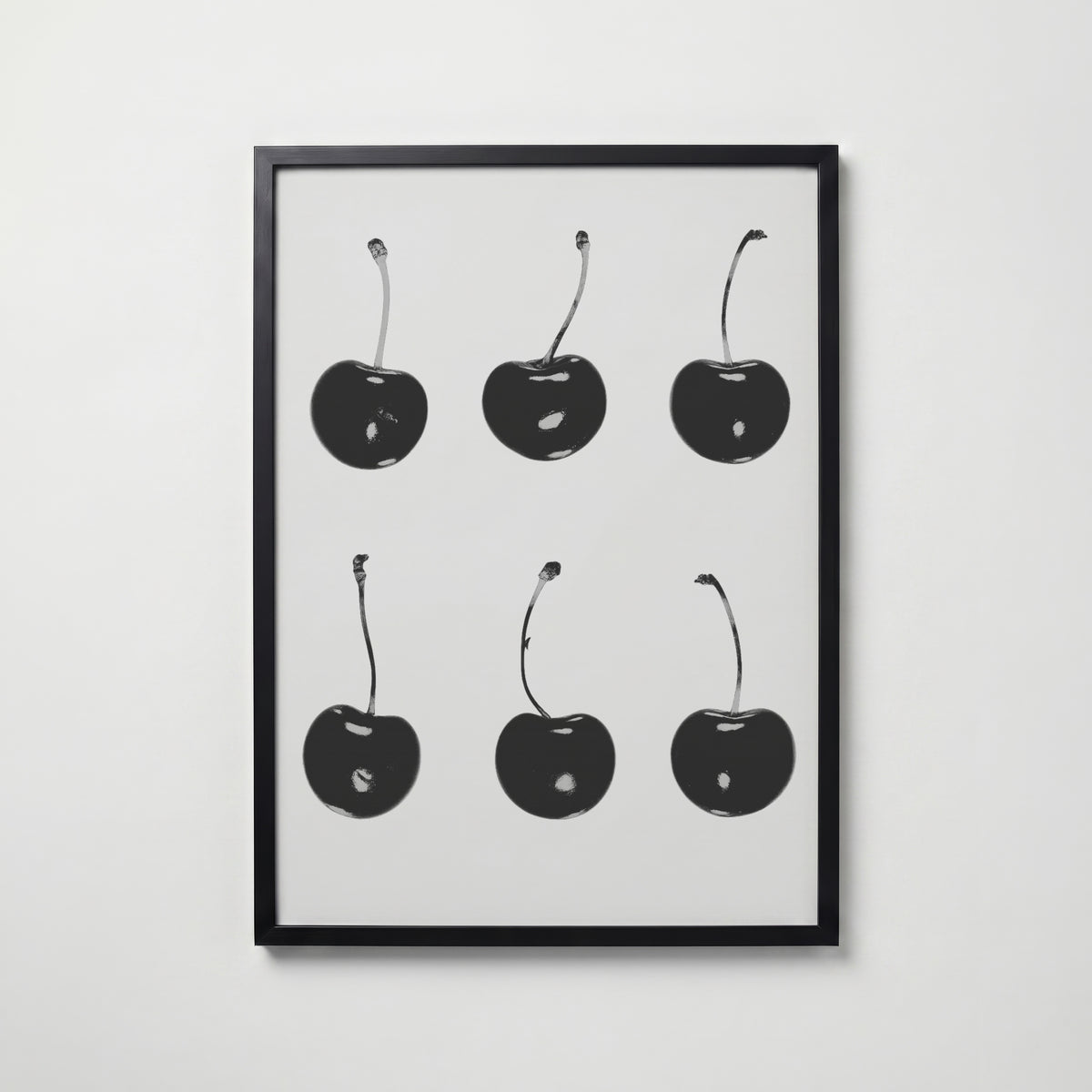 Six Black Cherries Poster – svart ram