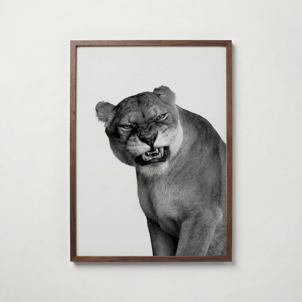 Snarling Lioness Poster – valnötsram