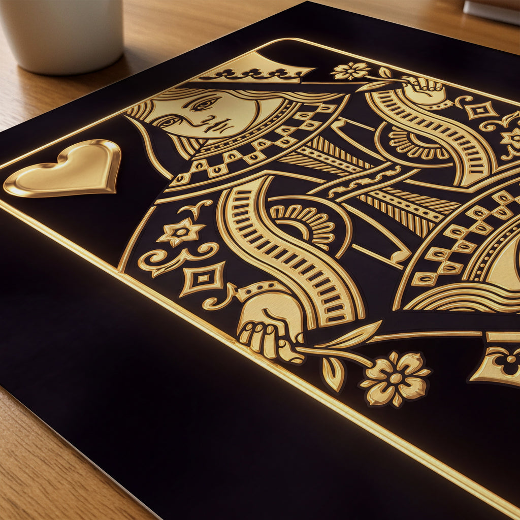 The Golden Queen of Hearts Poster – närbild på papper