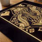 The Golden Queen of Hearts Poster – närbild på papper