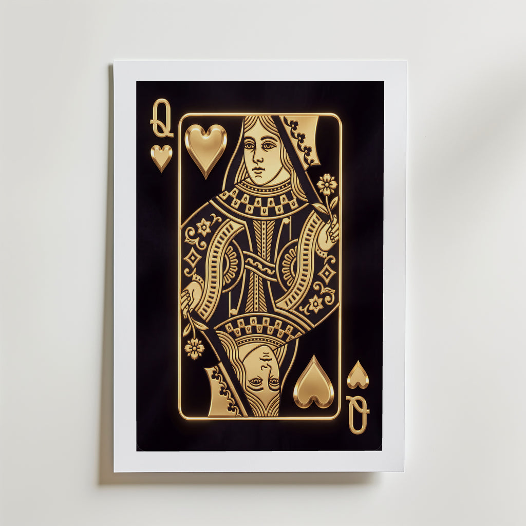 The Golden Queen of Hearts Poster – med passepartout