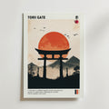 Japanese Torii Silhouette – stilfullt konsttryck från Bozetto, tryckt på matt finpapper