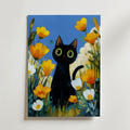 Midnight Meadow Cat – stilfullt konsttryck från Bozetto, tryckt på matt finpapper