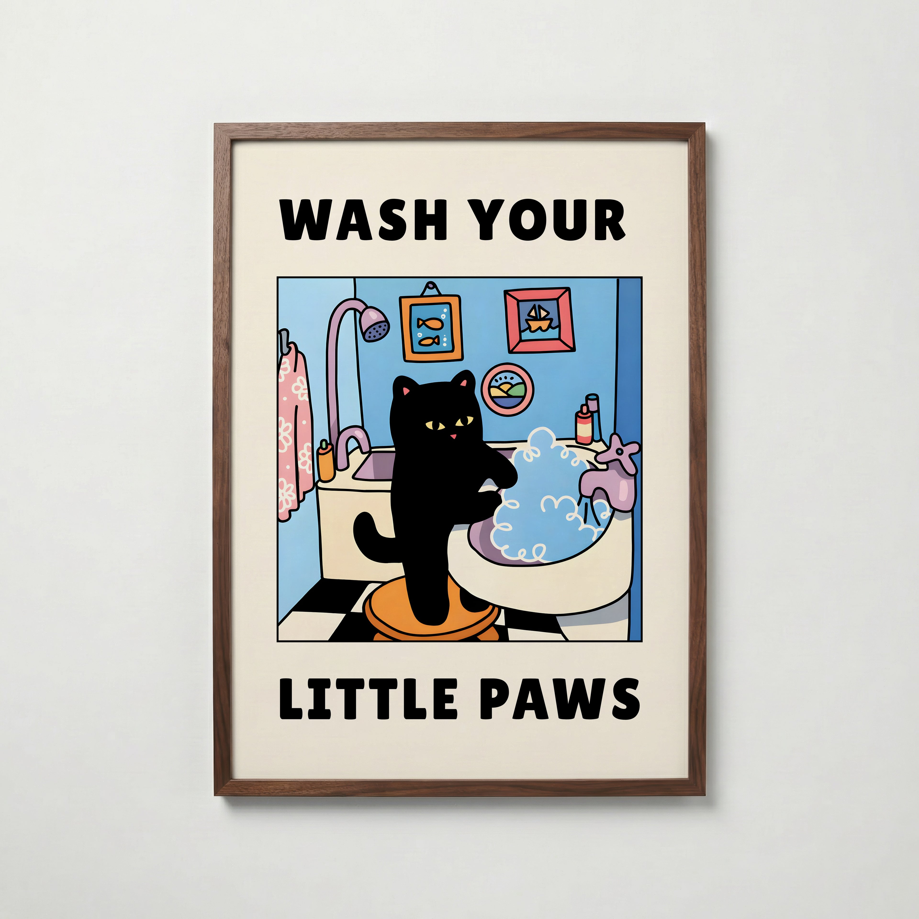 Wash Your Little Paws – köp enkelt hos Bozetto konsttryck i hög kvalitet i hög kvalitet