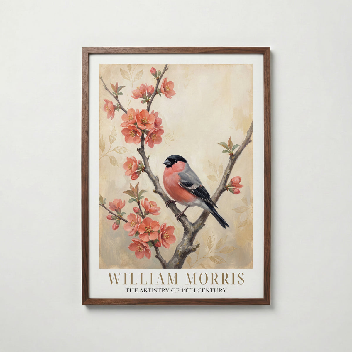 William Morris Bullfinch on Flowering Quince Poster – valnötsram