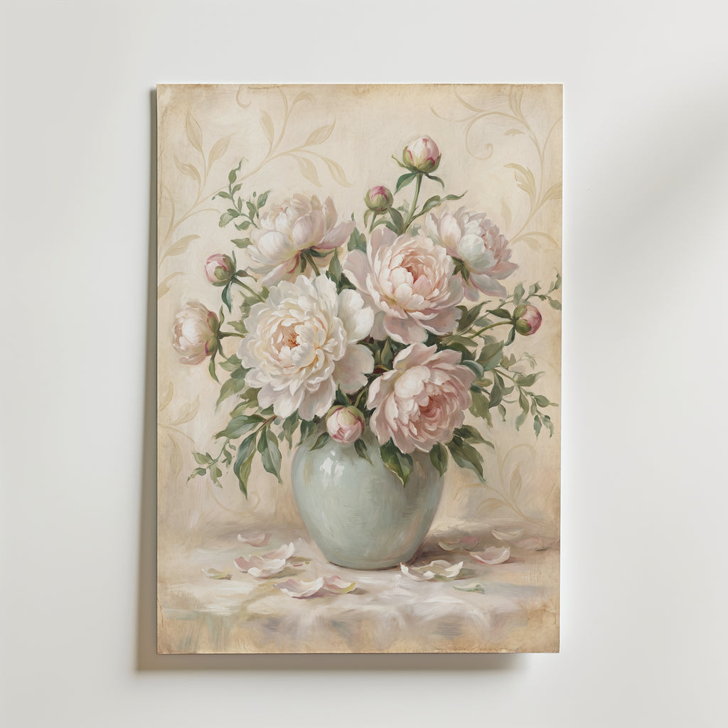 William Morris Peonies in a Celadon Vase Poster – canvas utan passepartout