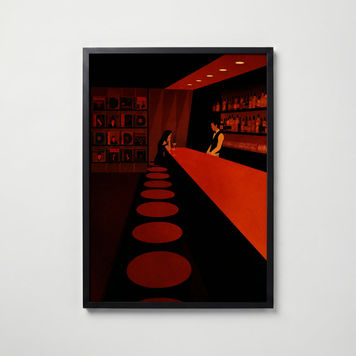 Alone at the Bar Poster – svart ram