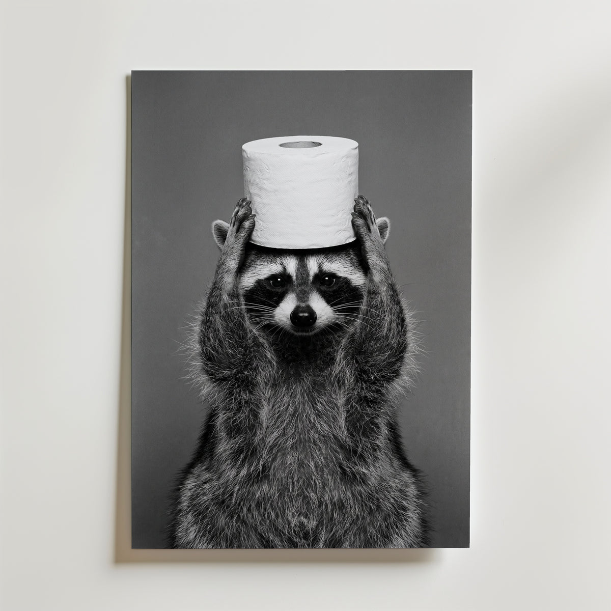 Bathroom Raccoon Poster – canvas utan passepartout