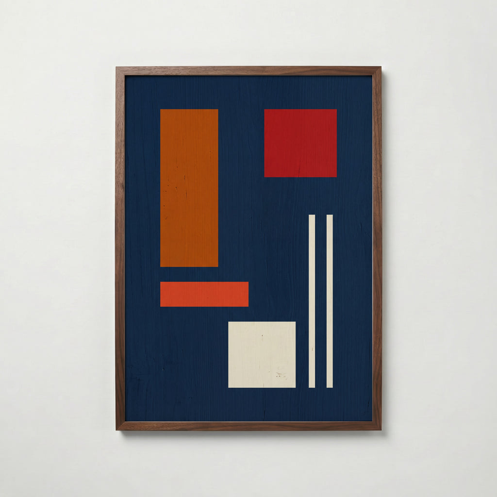 Bauhaus Balance i valnötsram, geometrisk Bauhaus-konst, poster från Bozetto