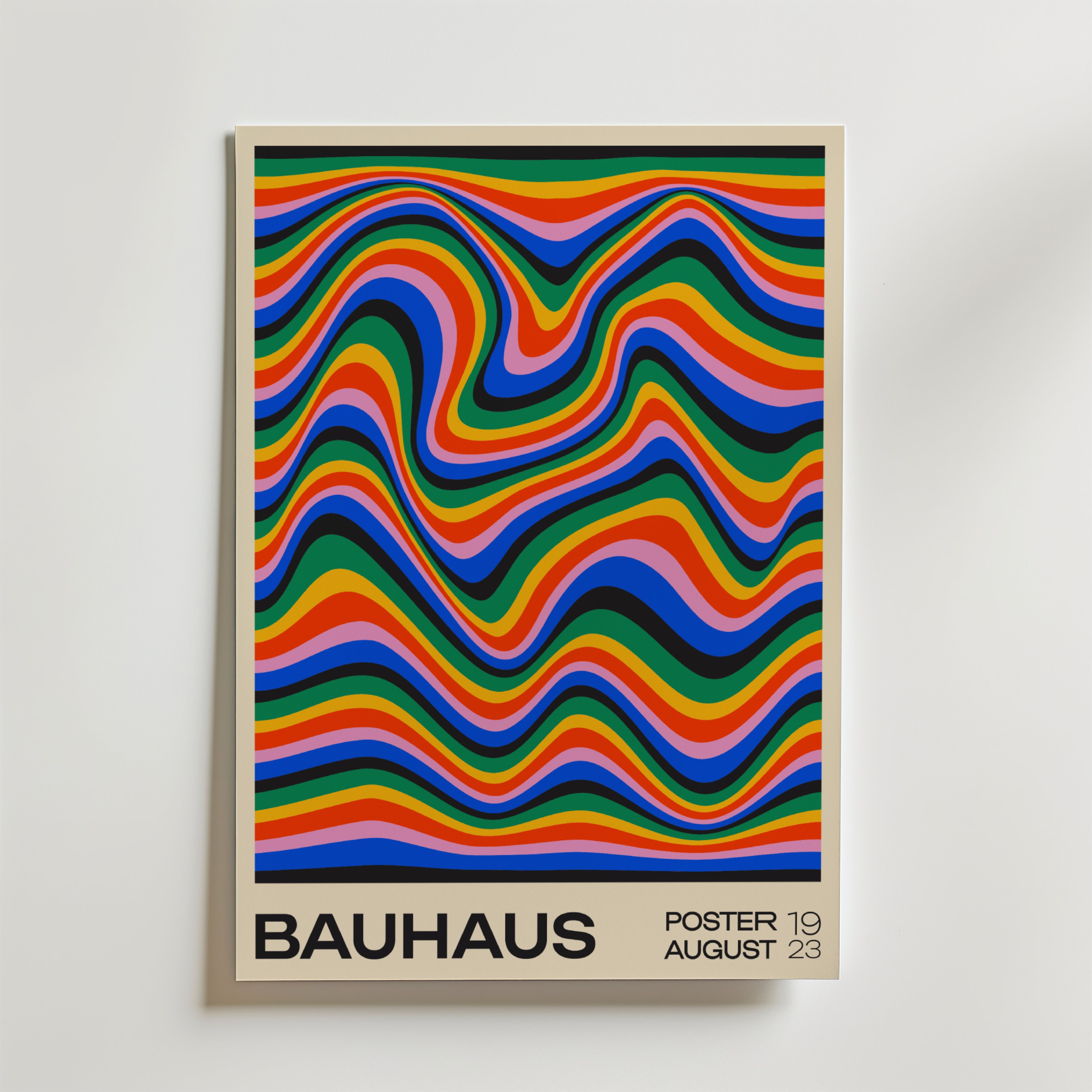 Bauhaus Waves – stilfullt konsttryck från Bozetto, tryckt på matt finpapper i hög tryckkvalitet